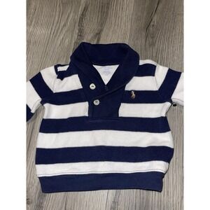 Ralph Lauren Boys‎ Shawl Collar Sweater Baby & White Striped 6 Months